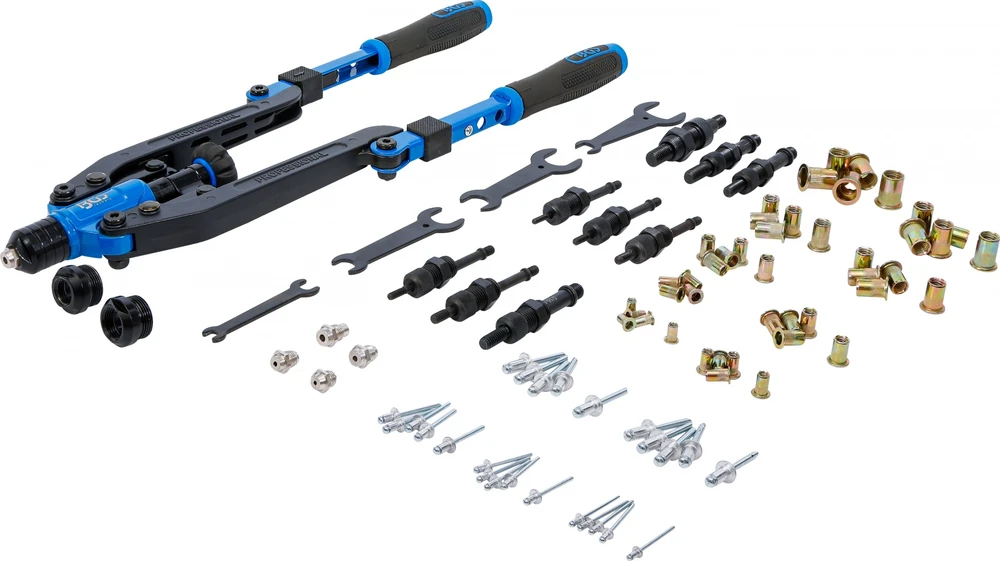 Bgs Technic Ilgų rankenų kniediklio rinkinys | aklosioms kniedėms Ø 3,2–6,4 mm ir kniedinėms veržlėms M4–M12 (74579)