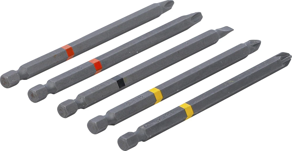 Bgs Technic Ilgų sukimo antgalių rinkinys | PH / PZ / SL profiliai | 1/4" | 110 mm | 5 vnt. (4832)