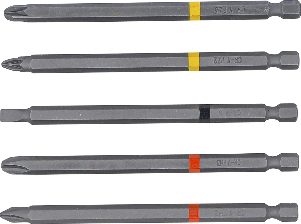 Bgs Technic Ilgų sukimo antgalių rinkinys | PH / PZ / SL profiliai | 1/4" | 110 mm | 5 vnt. (4832)