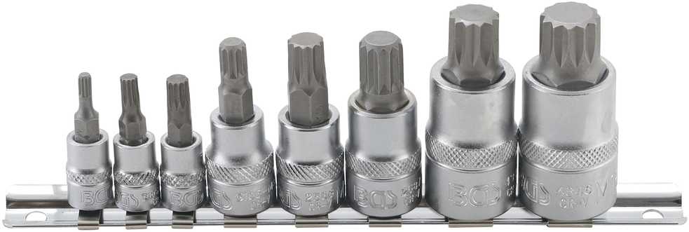 Bgs Technic Įpresuotų antgalių rinkinys | 6.3 mm (1/4") / 10 mm (3/8") / 12.5 mm (1/2") | Spline (XZN) | 8 vnt. (5105)