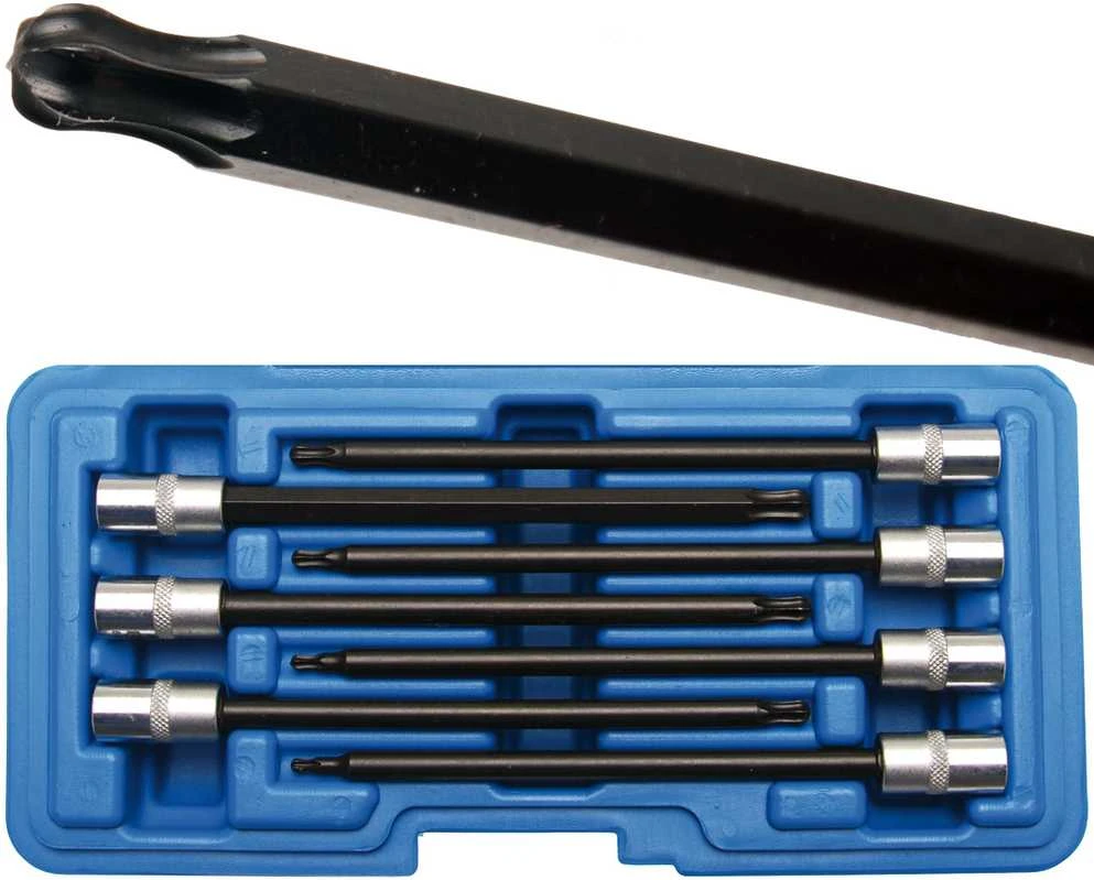 Bgs Technic Įpresuotų antgalių rinkinys | 6.3 mm (1/4") | T-Star (Torx) su šarnyriniu antgaliu | 7 vnt. (8618)
