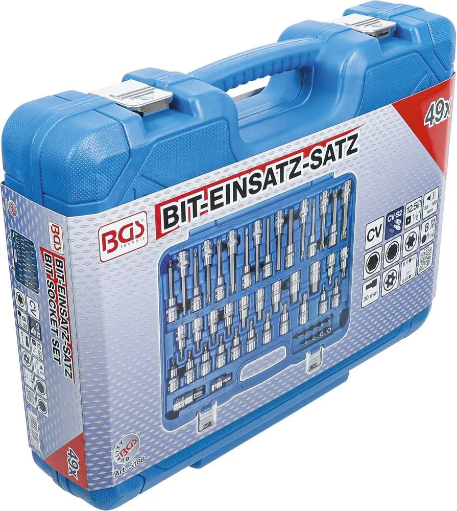 Bgs Technic Įpresuotų antgalių rinkinys | 12,5 mm (1/2") / 8 mm (5/16") | 49 vnt. (5188)