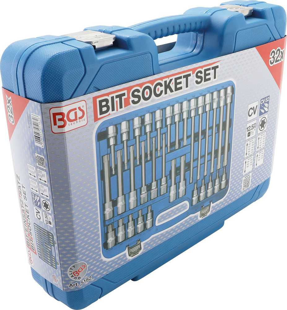 Bgs Technic Įpresuotų antgalių rinkinys | 12,5 mm (1/2") | T-star (Torx) | 32 vnt. (5182)