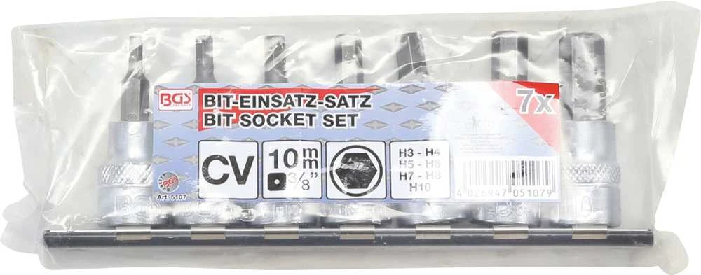 Bgs Technic Įpresuotų antgalių rinkinys | 10 mm (3/8") | hex šešiakampis 3 - 10 mm | 7 vnt. (5107)