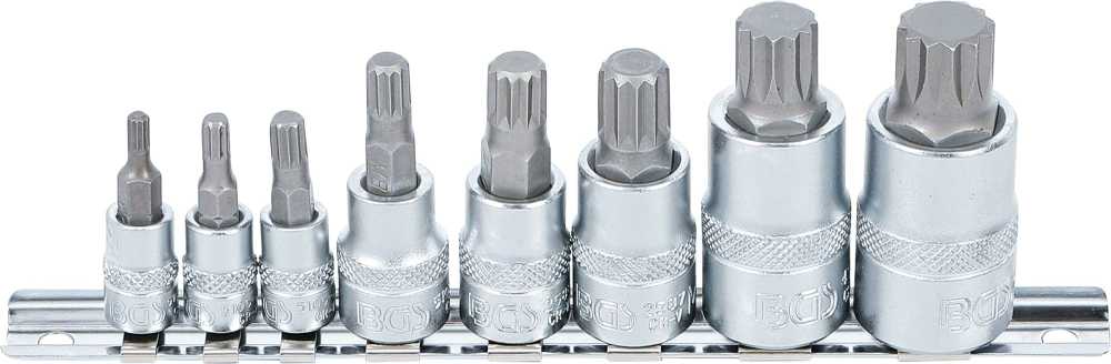 Bgs Technic Įpresuotų antgalių rinkinys | 6.3 mm (1/4") / 10 mm (3/8") / 12.5 mm (1/2") | Spline (XZN) | 8 vnt. (5105)