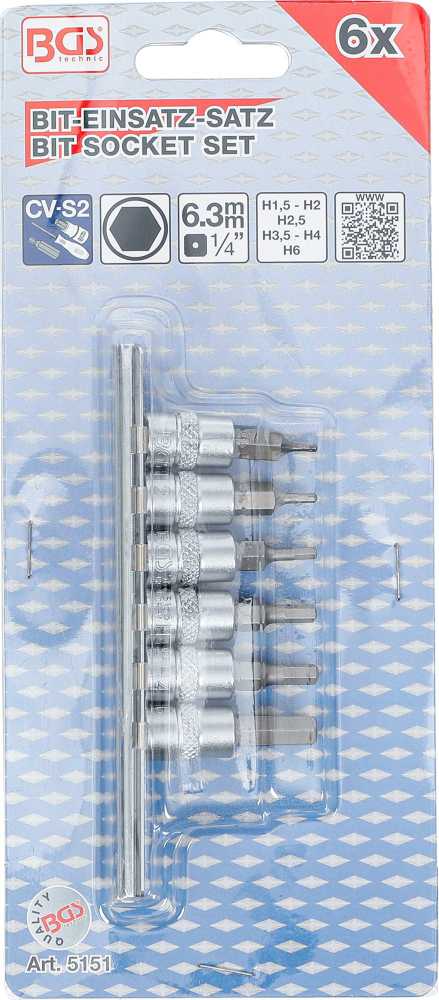 Bgs Technic Įpresuotų antgalių rinkinys | 6.3 mm (1/4") | Hex šešiakampis 1,5 - 6 mm | 6 vnt. (5151)