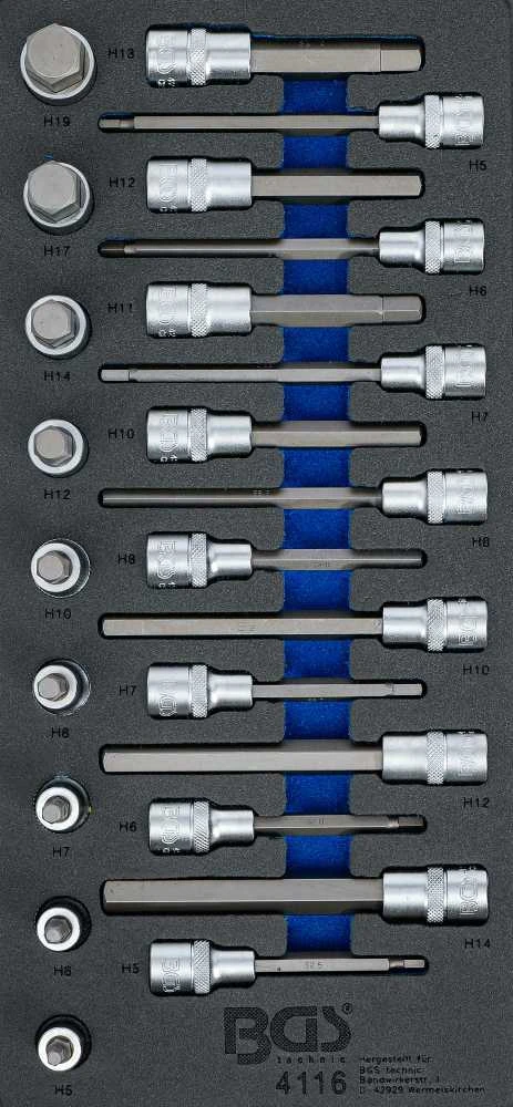 Bgs Technic Įrankių dėklas 1/3: Įpresuotų antgalių rinkinys | 12,5 mm (1/2") | Hex šešiakampis | 24 vnt. (4116)