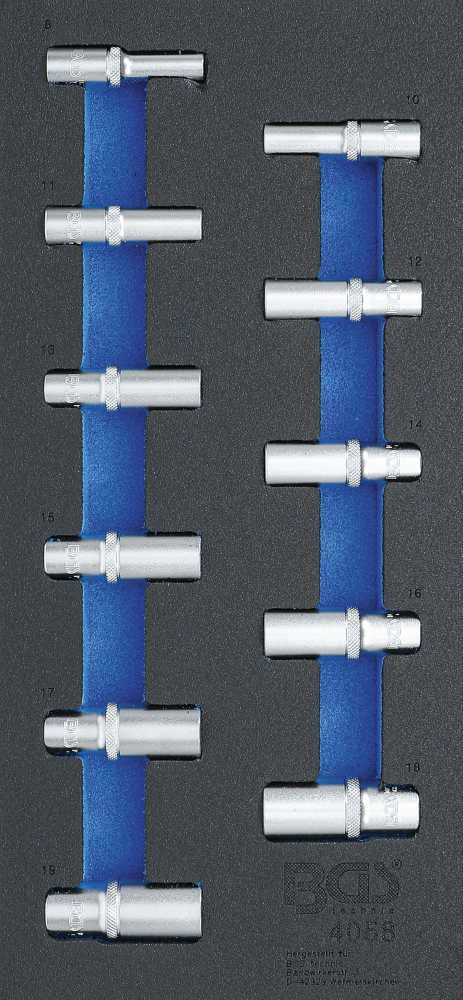Bgs Technic Įrankių dėklas 1/3: šešiakampės galvutės | 10 mm (3/8") | 8 - 19 mm | ilgos | 11 vnt. (4058)