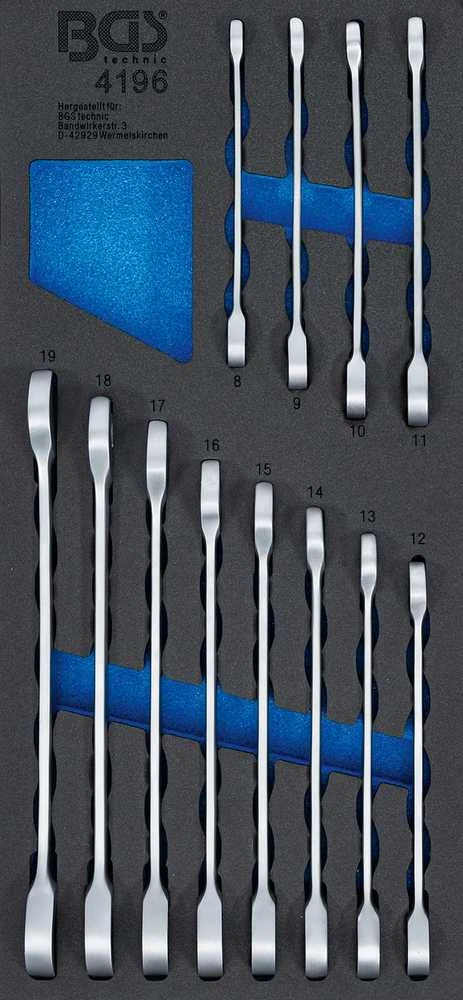 Bgs Technic Įrankių dėklas 1/3: terkšlinių raktų rinkinys | 8 - 19 mm | 12 vnt. (4196)