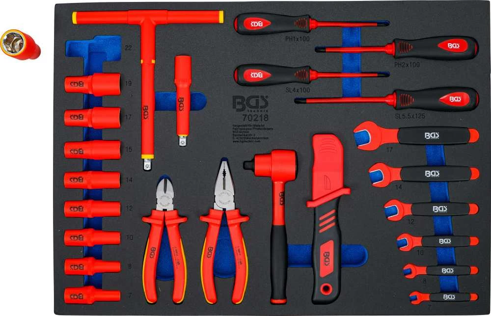 Bgs Technic Įrankių dėklas 3/3: VDE galvučių ir įrankių rinkinys | 10 mm (3/8") | 26 vnt. (70218)