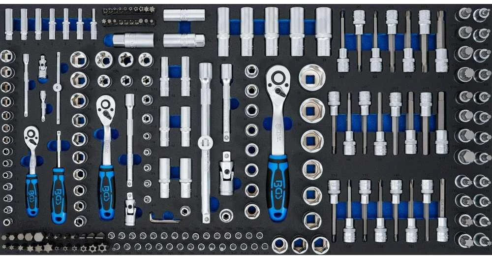Bgs Technic Įrankių dėklas XL: Galvučių rinkinys | 6.3 mm (1/4") / 10 mm (3/8") / 12,5 mm (1/2") | 216 vnt. (74434)