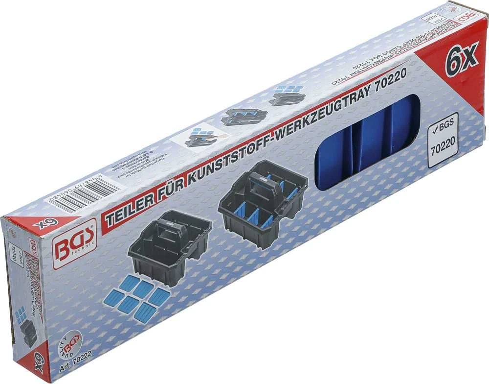 Bgs Technic Įrankių nešiojimo dėklo skyrių skirstytuvai | Sustiprintas plastikas | 6 vnt. (70222)