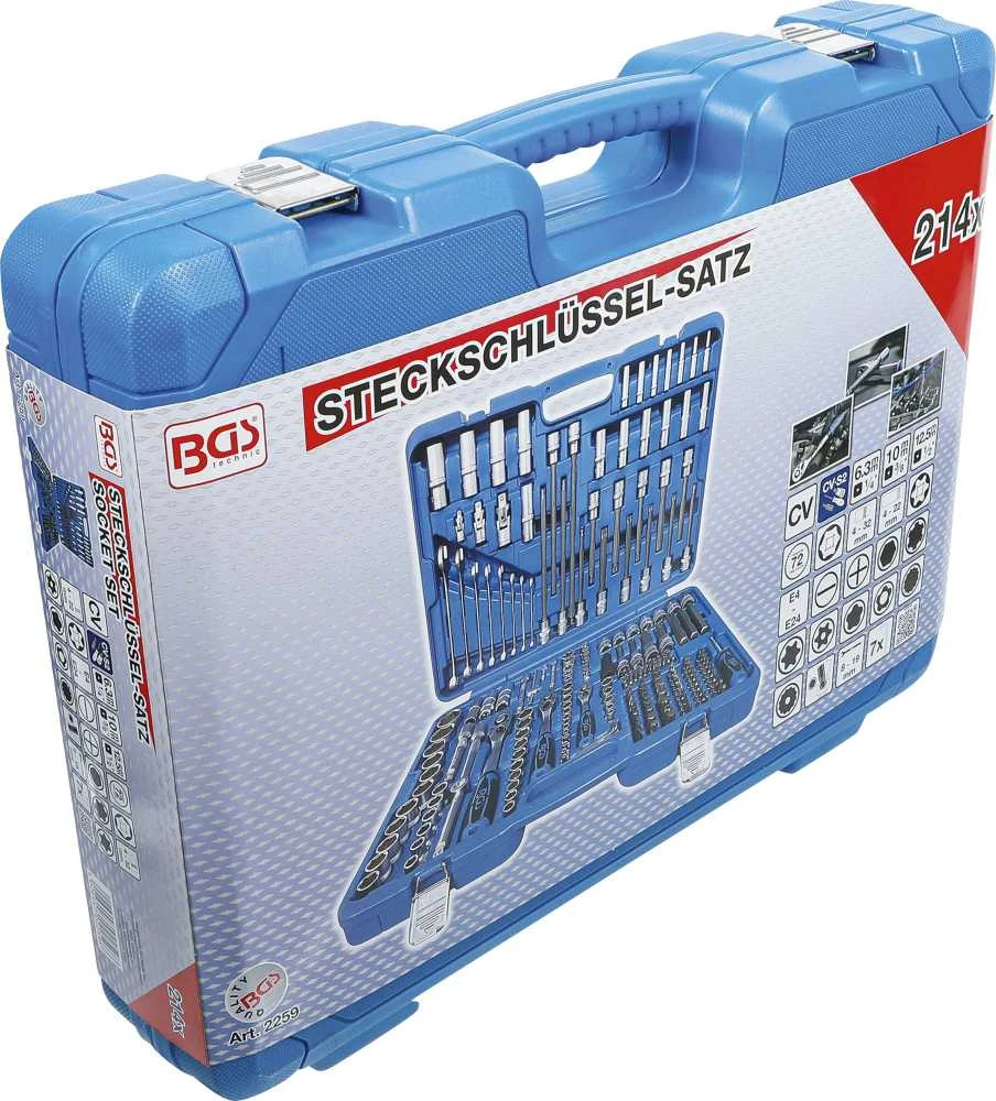 Bgs Technic Galvučių ir įrankių rinkinys | 1/4", 3/8", 1/2" | 214 vnt. (2259)