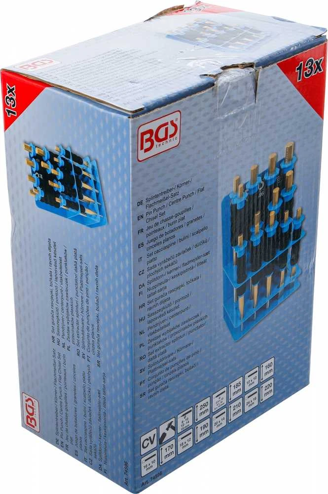 Bgs Technic Išmušėjų ir kaltų rinkinys | su rankų apsauga | 13 vnt (74596)