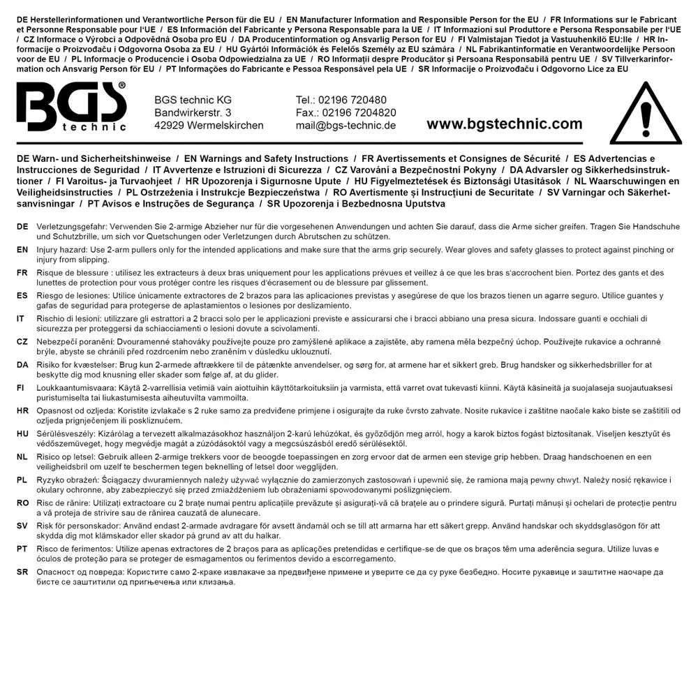 Bgs Technic Išorinių/vidinių nuimtuvų rinkinys | 2 svirčių sistema | 8 vnt. (74282)