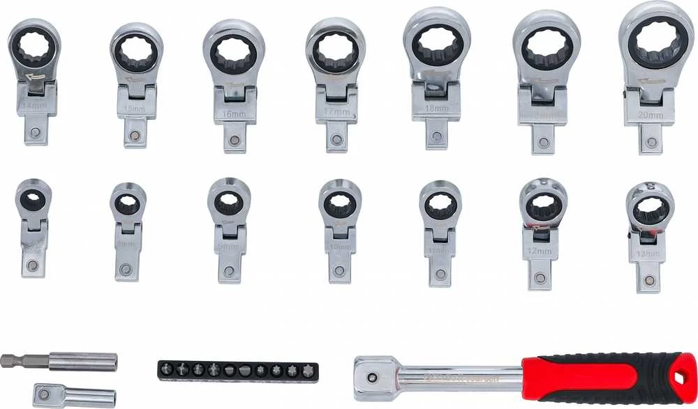 Bgs Technic Įstatomų terkšlinių veržliarakčių ir antgalių rinkinys | 6–20 mm | 27 vnt. (84529)