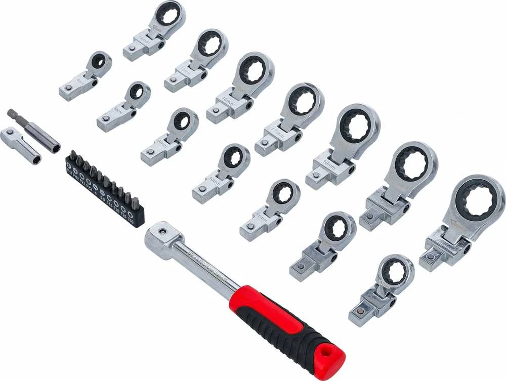 Bgs Technic Įstatomų terkšlinių veržliarakčių ir antgalių rinkinys | 6–20 mm | 27 vnt. (84529)