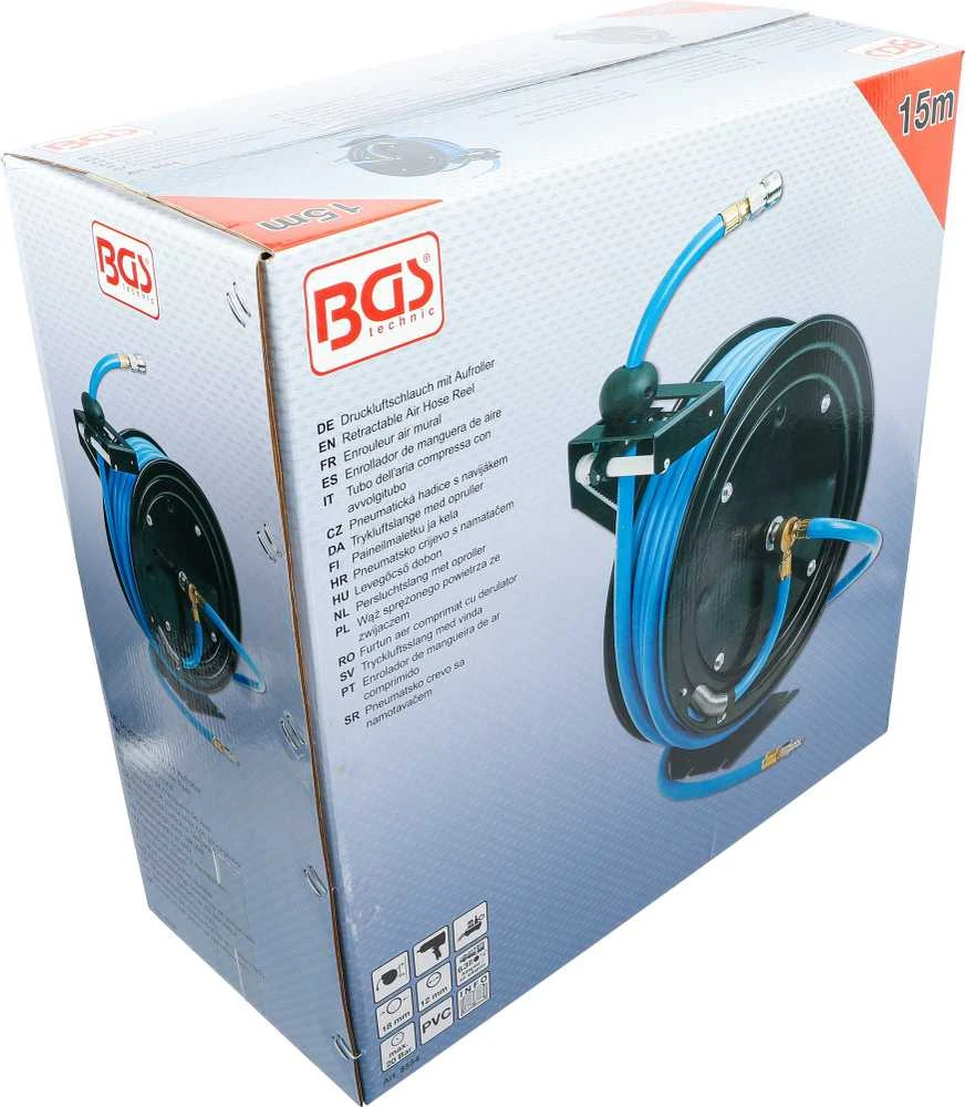 Bgs Technic Ištraukiama oro žarna su rite | 9,5 x 17 mm | 15 m (8584)