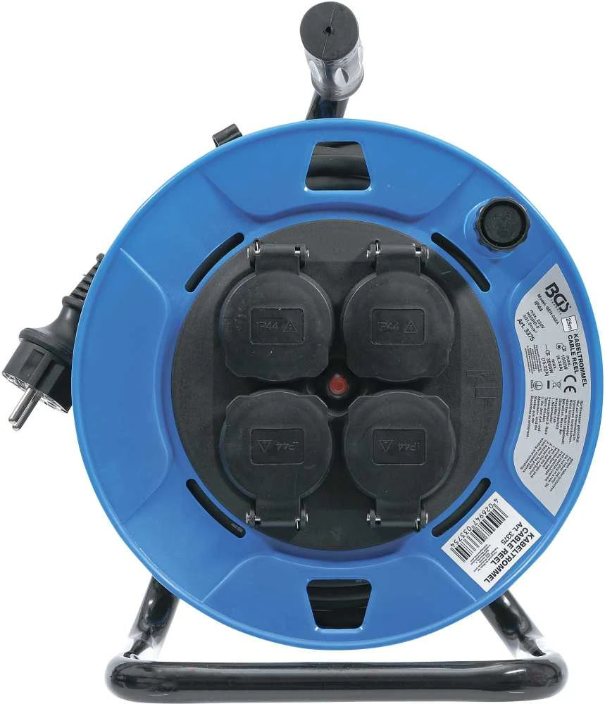 Bgs Technic Kabelinė ritė 25 m | 3 x 1,5 mm² | 4 lizdai su sandarinimo dangteliu IP 44 | 3500 W (3375)