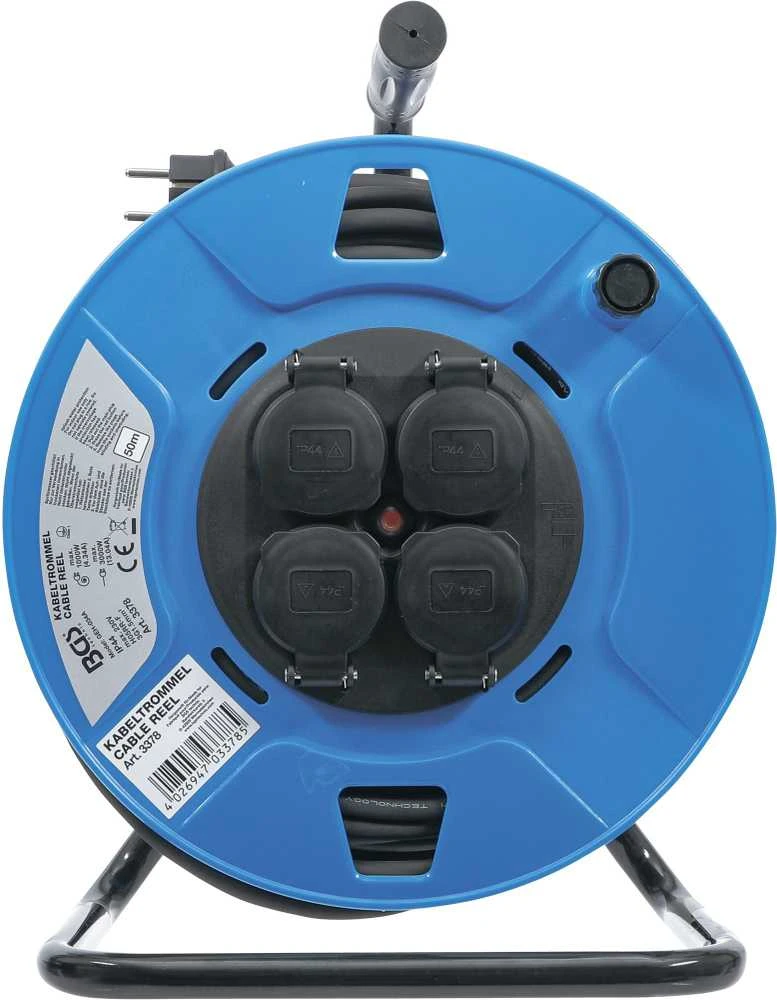 Bgs Technic Kabelinė ritė 50 m | 3 x 1,5 mm² | 4 lizdai su sandarinimo dangteliu IP 44 | 3500 W (3378)
