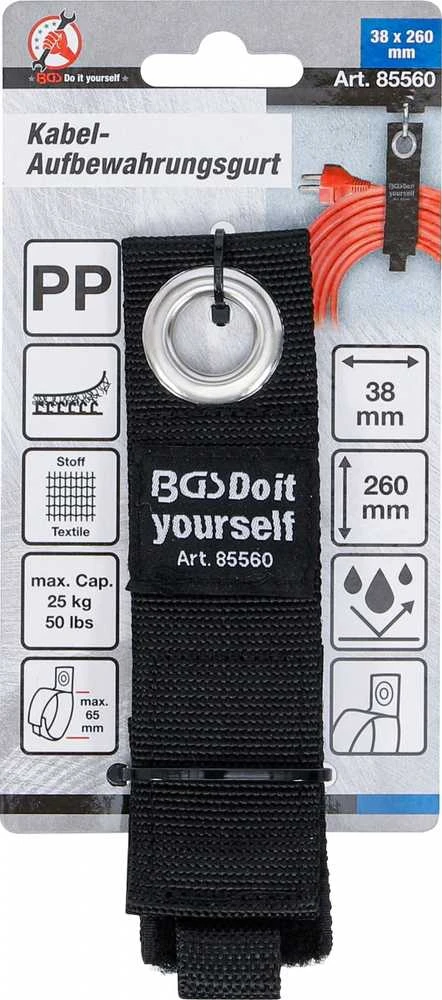 Bgs Technic Kabelių laikymo diržas | reguliuojamas PP | 38 x 260 mm (85560)
