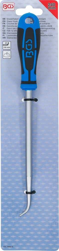 Bgs Technic Kabliukas stiklo remontui | 210 mm | guminėms automobilio stiklų tarpinėms (8002-6)