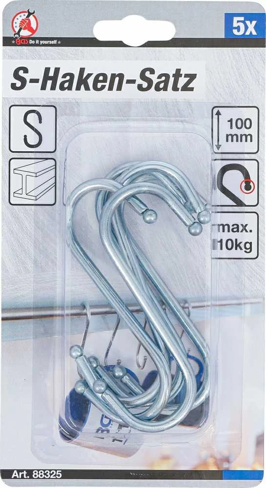 Bgs Technic Kabliukų rinkinys | S formos | 100 mm | 5 vnt. (88325)
