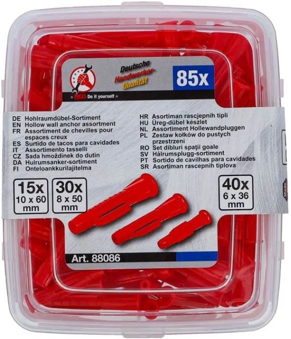 Bgs Technic Kaiščių rinkinys tuščiavidurėms sienoms | Ø 6 - 10 mm | 85 vnt. (88086)