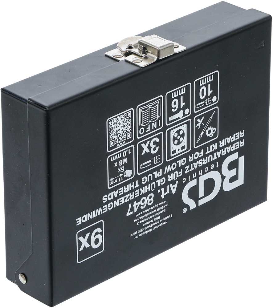 Bgs Technic Kaitinimo žvakės sriegio remonto rinkinys | M8 x 1.0 (8647)