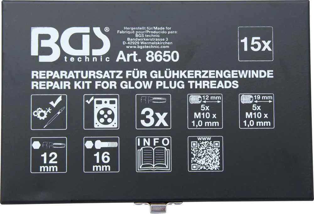 Bgs Technic Kaitinimo žvakės sriegio remonto komplektas | M10 x 1.0 (8650)