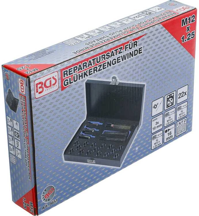 Bgs Technic Kaitinimo žvakės sriegio taisymo komplektas | M12 x 1.25 (8651)