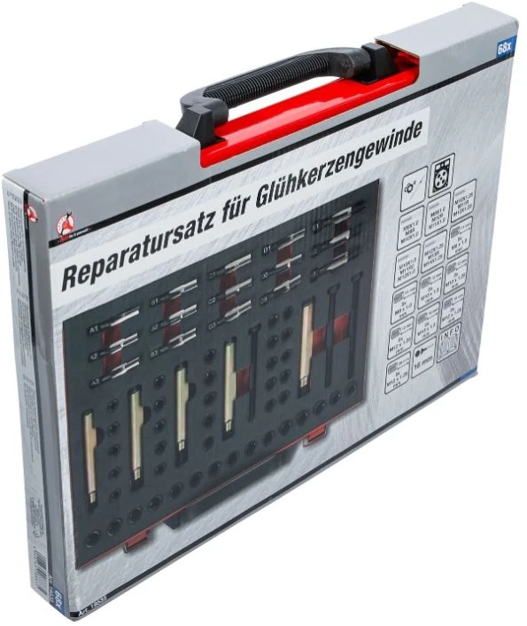 Bgs Technic Kaitinimo žvakių sriegių remonto rinkinys | M8, M9, M10, M12 | 68 vnt. (19535)