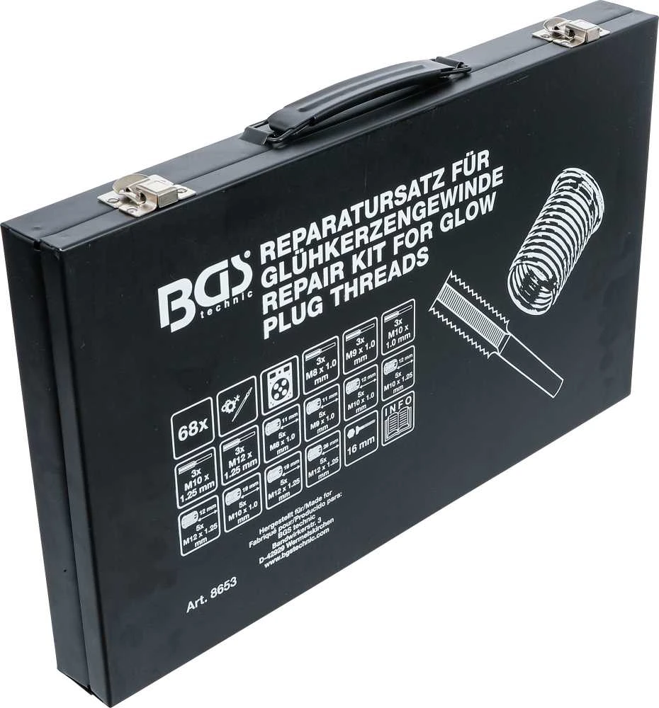 Bgs Technic Kaitinimo žvakių sriegio taisymo komplektas | M8 - M9 - M10 - M12 (8653)