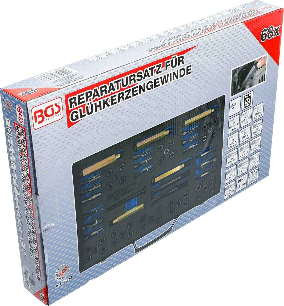 Bgs Technic Kaitinimo žvakių sriegio taisymo komplektas | M8 - M9 - M10 - M12 (8653)