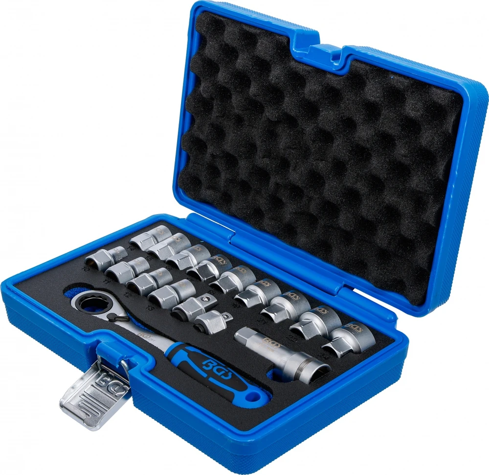 Bgs Technic Kiauryminių galvučių rinkinys | Gear Lock | 10–24 mm | 72 dantų | 17 vnt. (74712)
