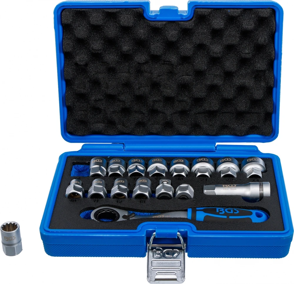 Bgs Technic Kiauryminių galvučių rinkinys | Gear Lock | 10–24 mm | 72 dantų | 17 vnt. (74712)