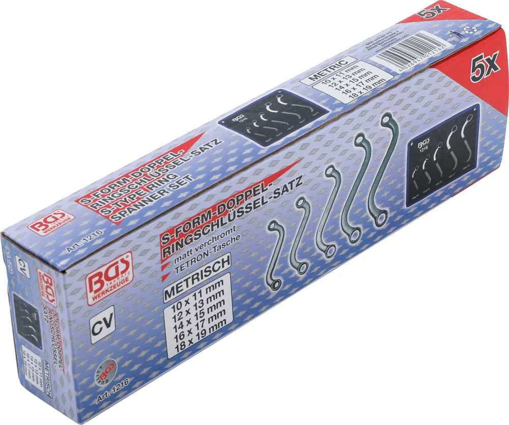 Bgs Technic Kilpinių raktų komplektas | S-tipas | 10x11 - 18x19 mm | 5 vnt. (1216)