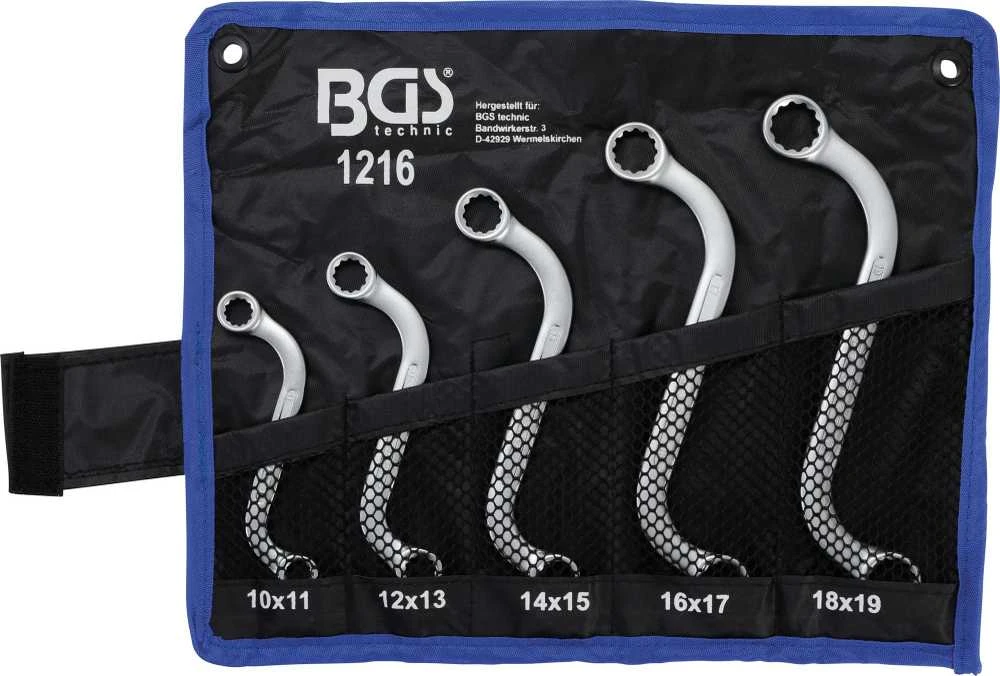 Bgs Technic Kilpinių raktų komplektas | S-tipas | 10x11 - 18x19 mm | 5 vnt. (1216)