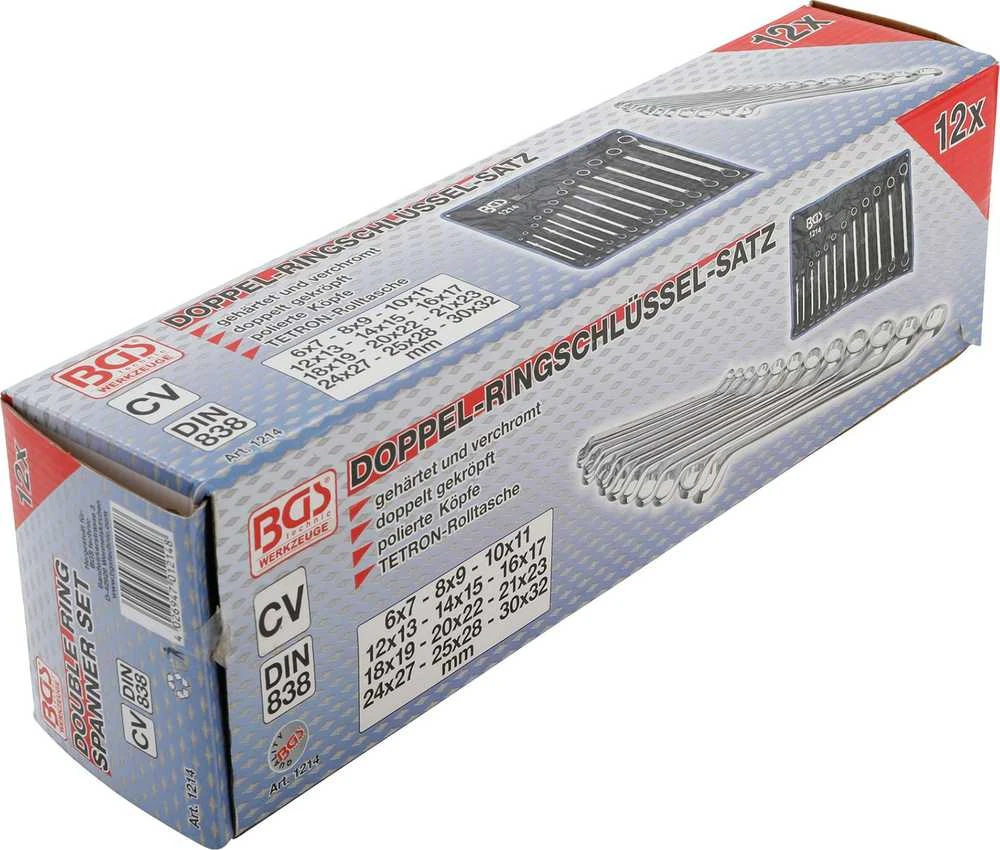 Bgs Technic Kilpinių raktų rinkinys | lenkti galai | 6x7 - 30x32 mm | 12 vnt. (1214)