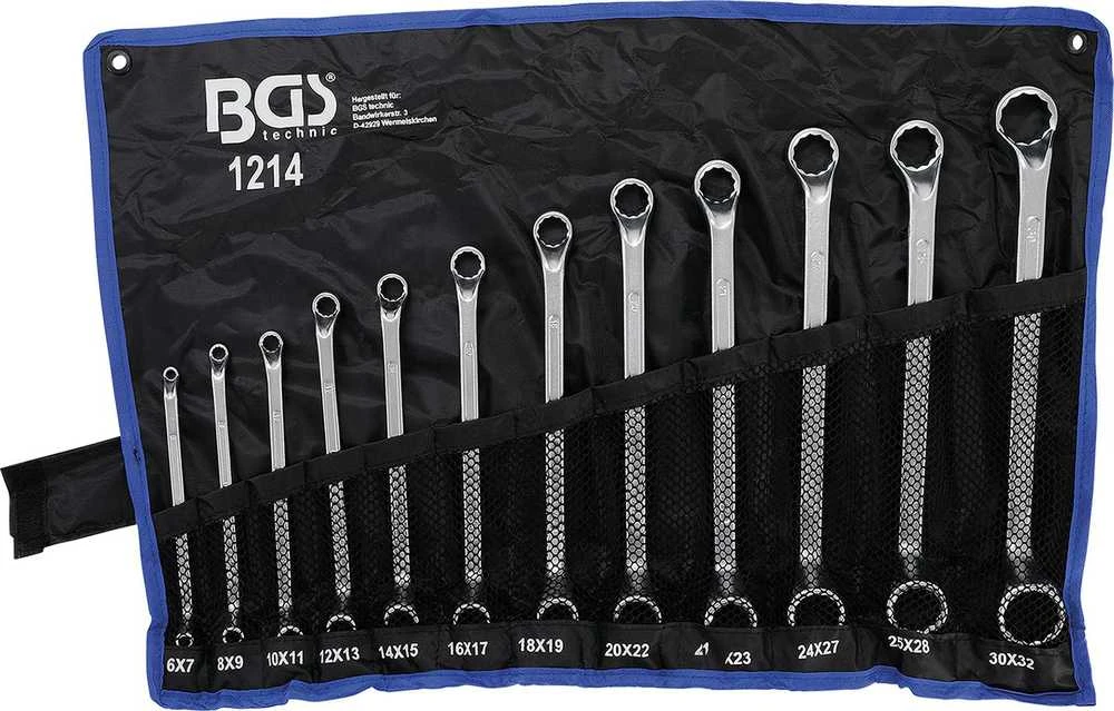 Bgs Technic Kilpinių raktų rinkinys | lenkti galai | 6x7 - 30x32 mm | 12 vnt. (1214)