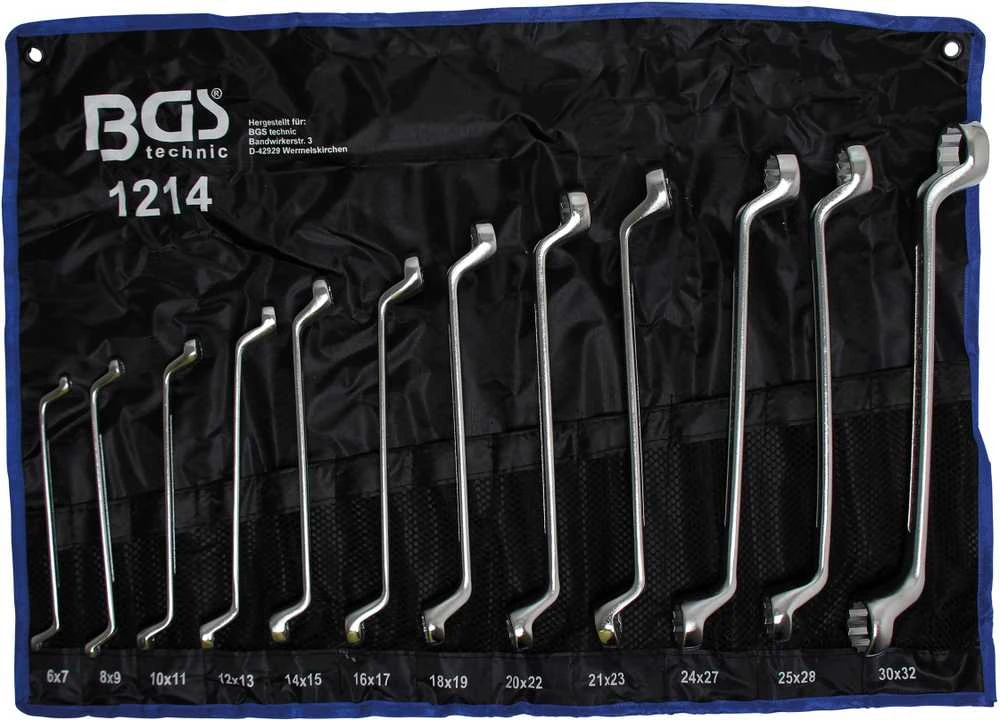 Bgs Technic Kilpinių raktų rinkinys | lenkti galai | 6x7 - 30x32 mm | 12 vnt. (1214)