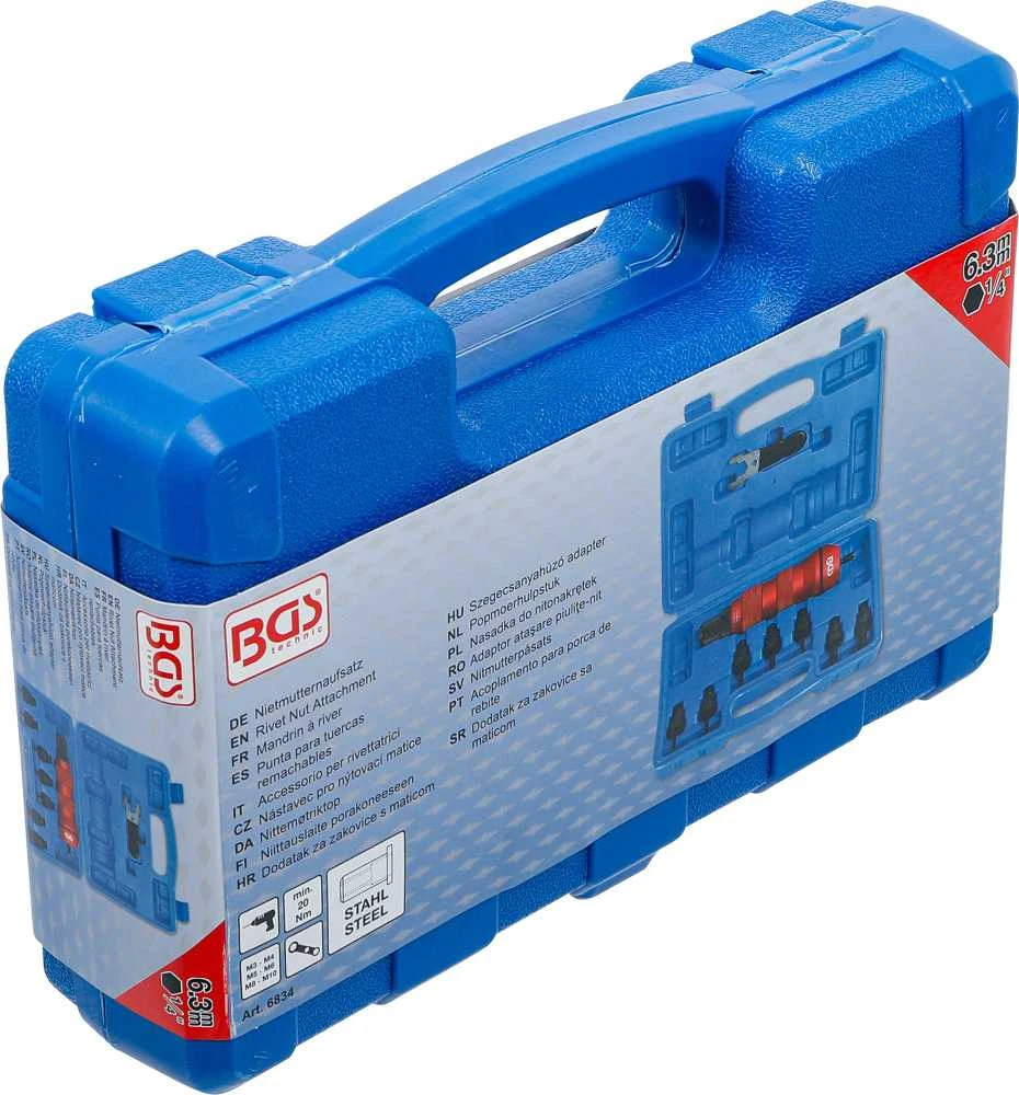 Bgs Technic Kniedės veržlės priedas | Metalinė versija | M3 / M4 / M5 / M6 / M8 / M10 (6834)
