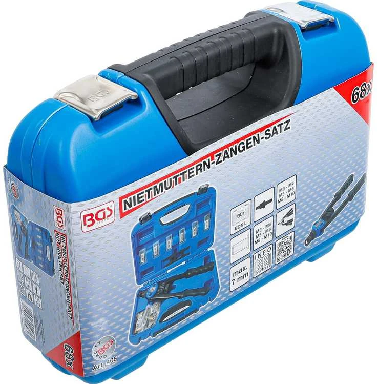 Bgs Technic Kniediklis srieginėms kniedėms PRO | M3–M10 rinkinys | 68 vnt. (408)