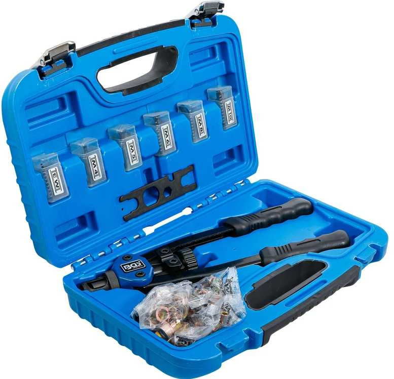Bgs Technic Kniediklis srieginėms kniedėms PRO | M3–M10 rinkinys | 68 vnt. (408)