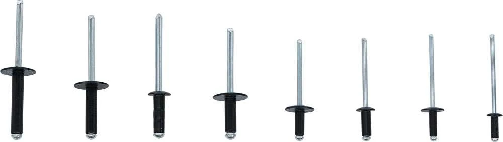 Bgs Technic Kniedžių asortimentas | juodos | Aliuminis | Ø 3.2 - 4.8 mm | 200 vnt. (85224)