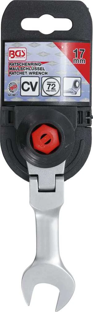 Bgs Technic Kombinuotas raktas su terkšle | trumpas | šarnyrinis | 17 mm (6917)