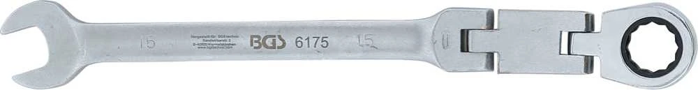 Bgs Technic Kombinuotas raktas su terkšle | dvigubas šarnyras | 15 mm (6175)