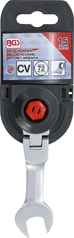 Bgs Technic Kombinuotas raktas su terkšle | trumpas | šarnyrinis | 15 mm (6915)