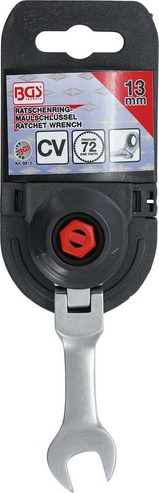 Bgs Technic Kombinuotas raktas su terkšle | trumpas | šarnyrinis | 13 mm (6913)