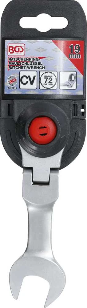 Bgs Technic Kombinuotas raktas su terkšle | trumpas | šarnyrinis | 19 mm (6919)